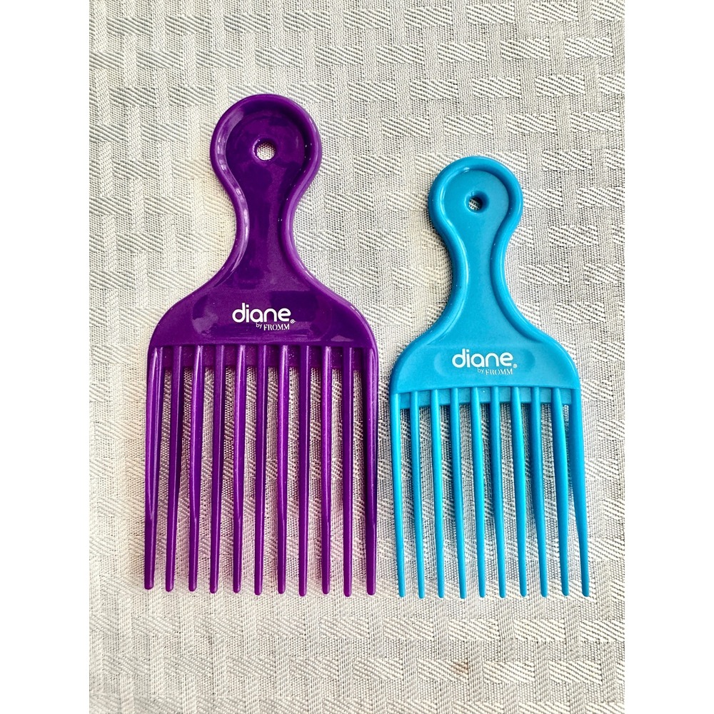 Diane by Fromm Afro Hair Pick Comb Set Purple and Blue Volumizing Tools 2pc